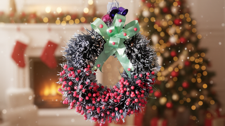 Merry Christmas Wreath for Front Door (22 Inch)