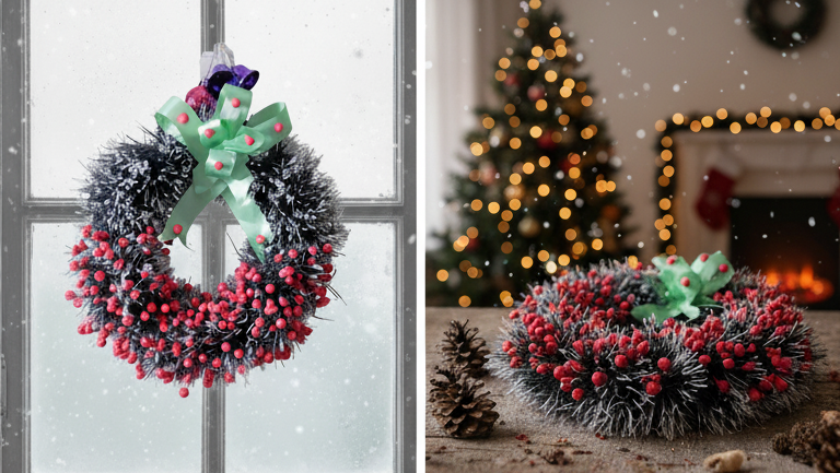 Merry Christmas Wreath for Front Door (22 Inch)