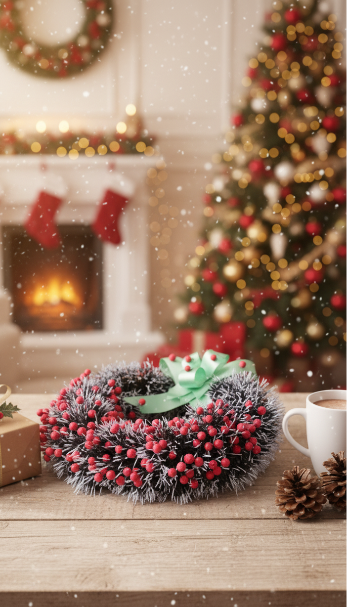 Merry Christmas Wreath for Front Door (22 Inch)