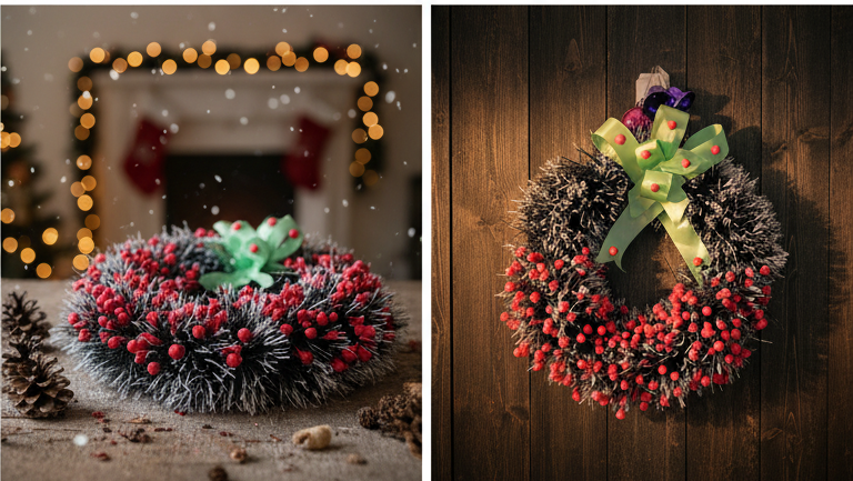 Merry Christmas Wreath for Front Door (22 Inch)